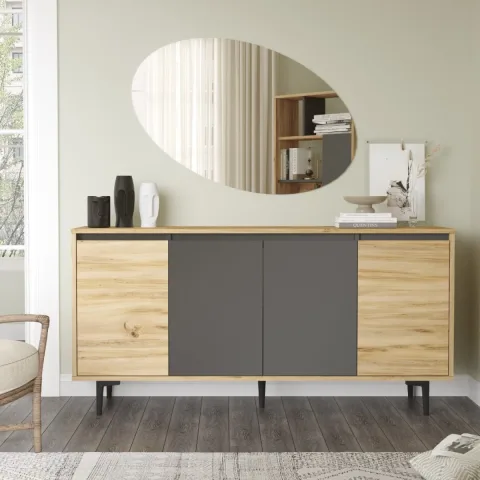 Oliver Console 4 portes 160cm Feutre-Anthracite OLI3-KA
