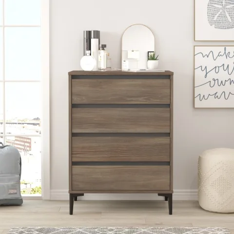 Oliver Commode 4 tiroirs 98cm Café-Anthracite OLI7-CA