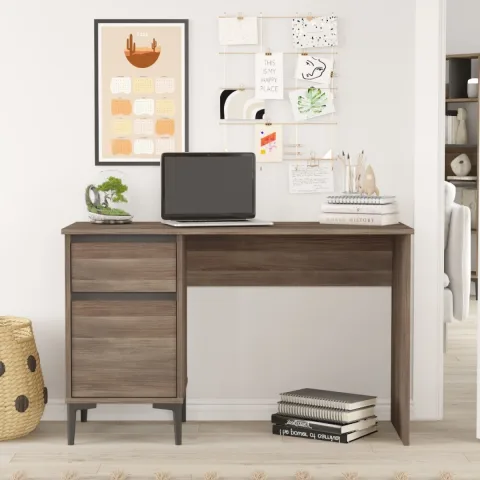 Oliver Bureau avec tiroirs et portes Café-Anthracite OLI8-CA