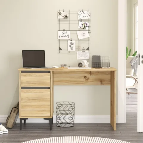 Oliver Bureau avec tiroirs et portes Feutre-Anthracite OLI8-KA