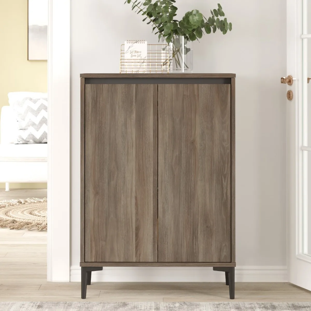 Oliver Meuble à chaussures Armoire polyvalente 90cm Café-Anthracite OLI10-CA