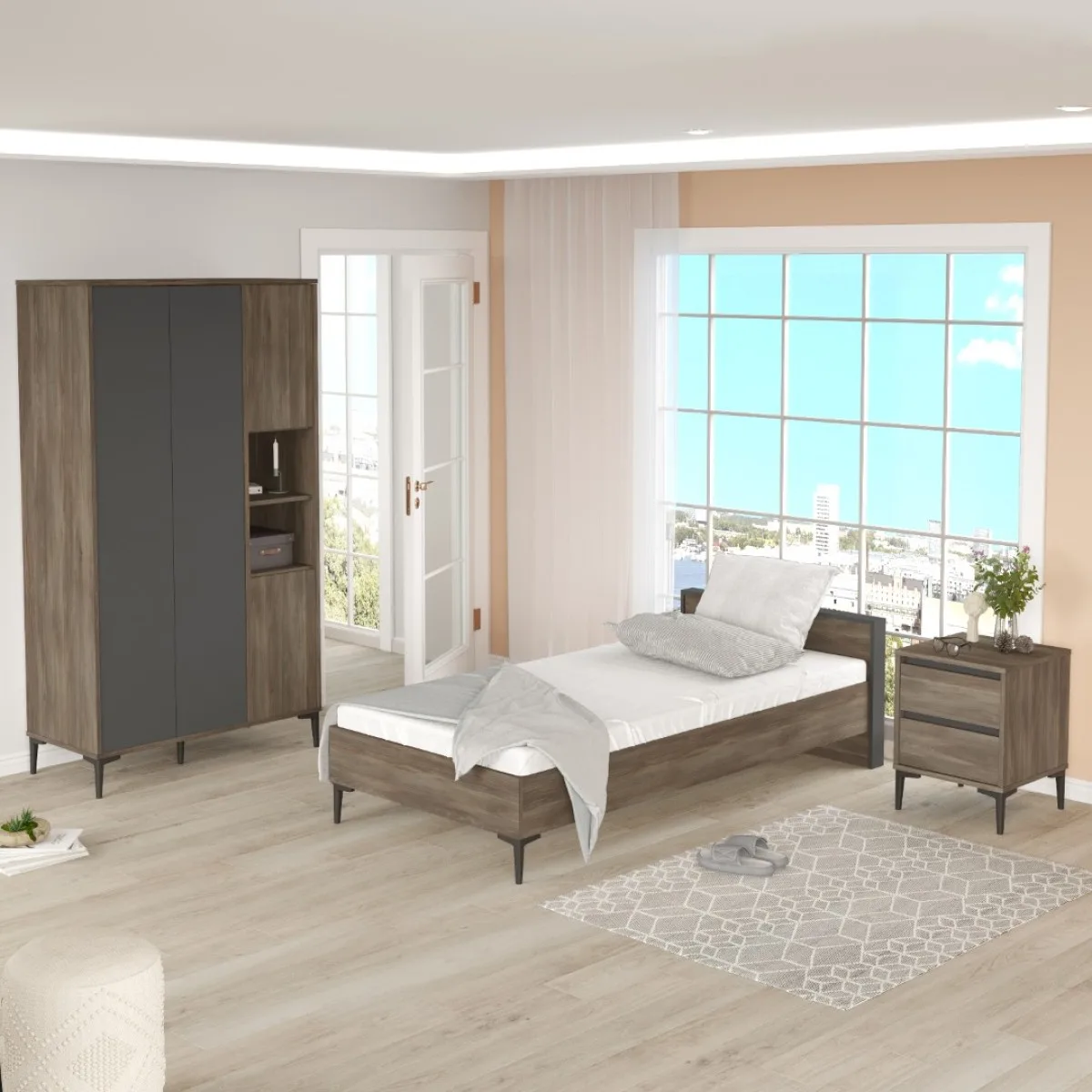 Oliver Ensemble Chambre d'adolescent Café-Anthracite OLI16-CA