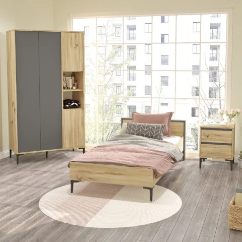 Oliver Ensemble Chambre d'adolescent Feutre-Anthracite OLI16-KA