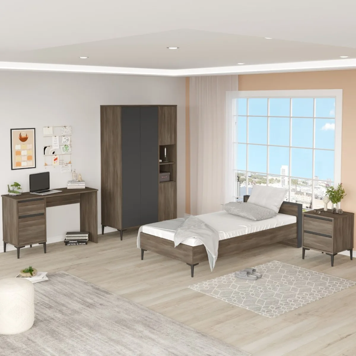 Oliver Ensemble Chambre d'adolescent Café-Anthracite OLI17-CA