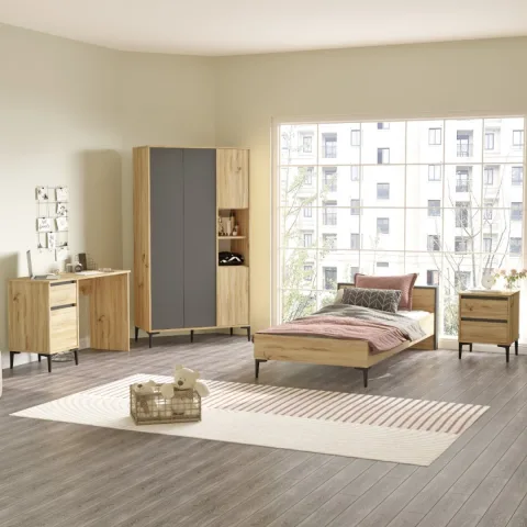 Oliver Ensemble Chambre d'adolescent Feutre-Anthracite OLI17-KA