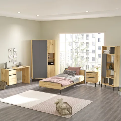 Oliver Ensemble Chambre d'adolescent Feutre-Anthracite OLI18-KA