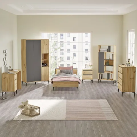 Oliver Ensemble Chambre d'adolescent Feutre-Anthracite OLI19-KA