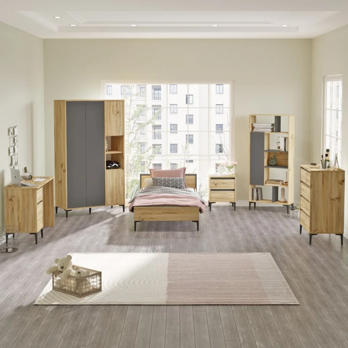 Oliver Ensemble Chambre d'adolescent Feutre-Anthracite OLI19-KA