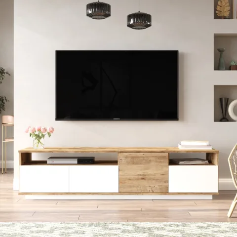 Meuble TV Aven Pin-Blanc AVE5-AW