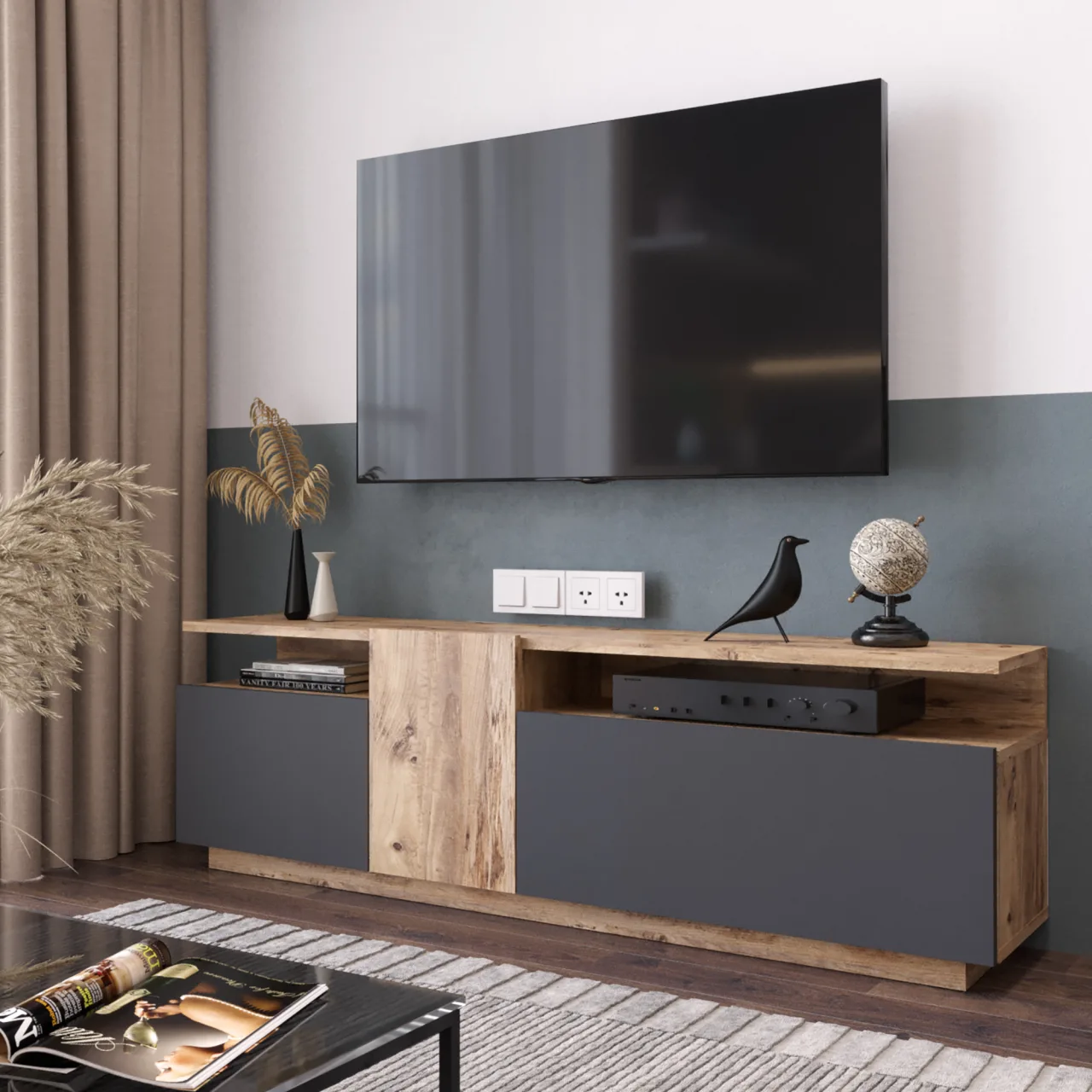 Meuble TV Aven Pin-Anthracite AVE6-AA