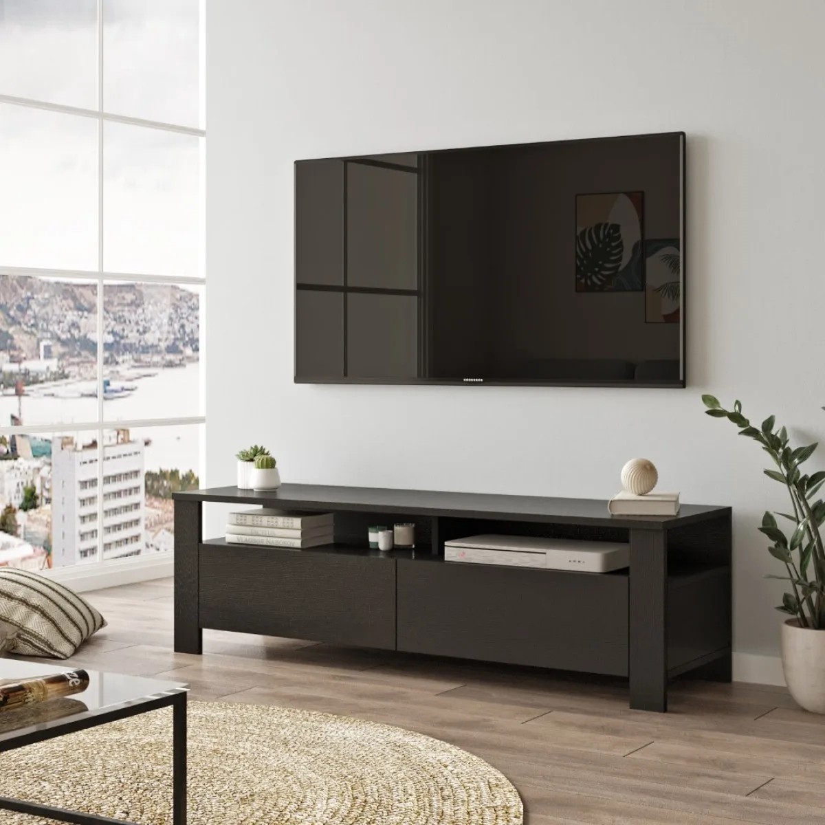 Meuble TV Vita Noir veiné VIT1-LB