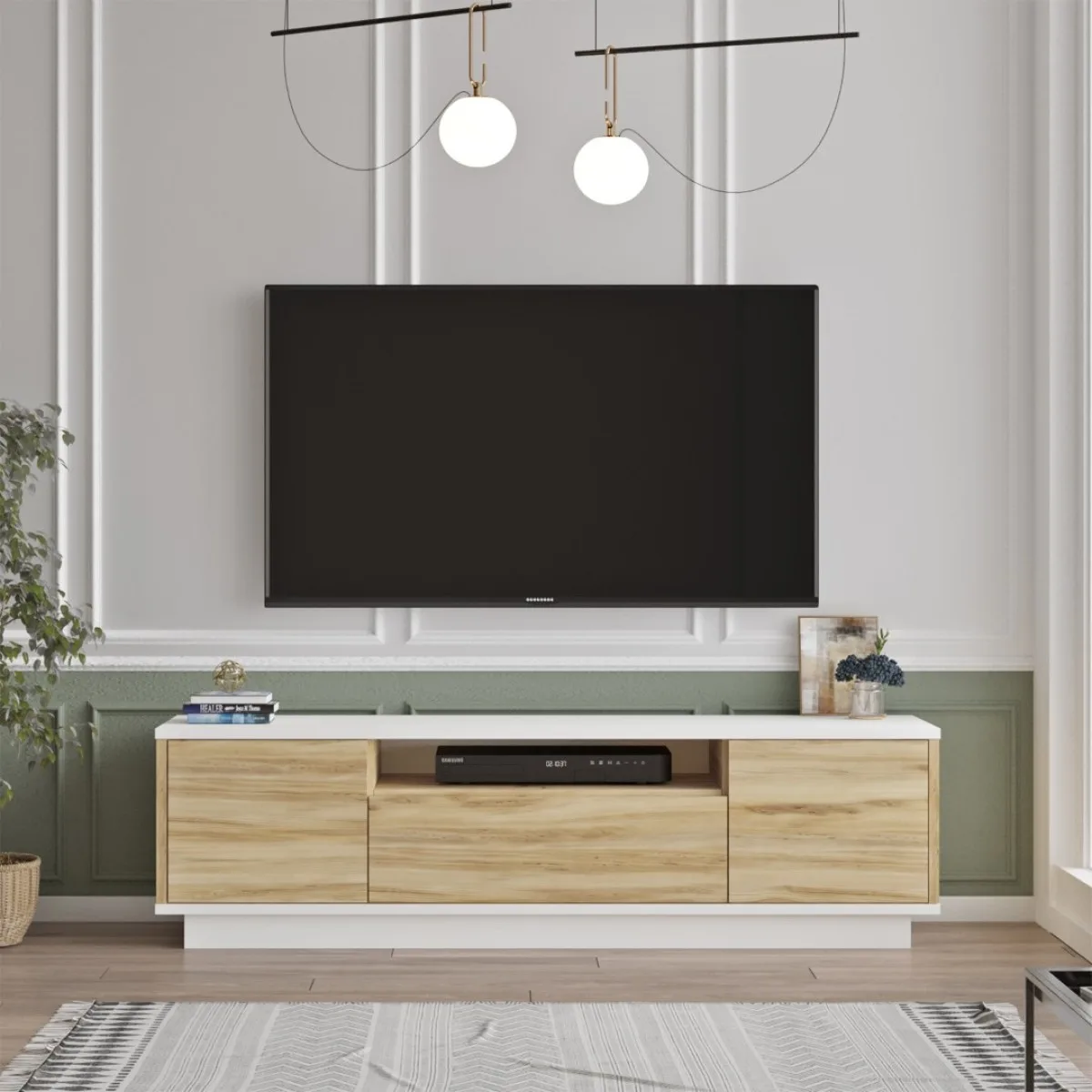 Meuble TV Arya 140cm Feutre-Blanc ARY4-WK