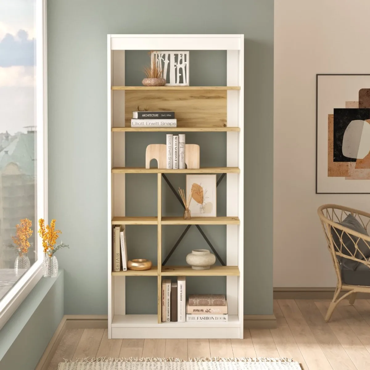 Bibliothèque Arya 170cm Feutre-Blanc ARY19-WK