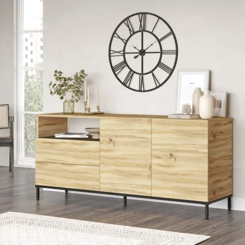 Arya Console 4 portes Pieds métal 170cm Feutre-Noir ARY32-KL