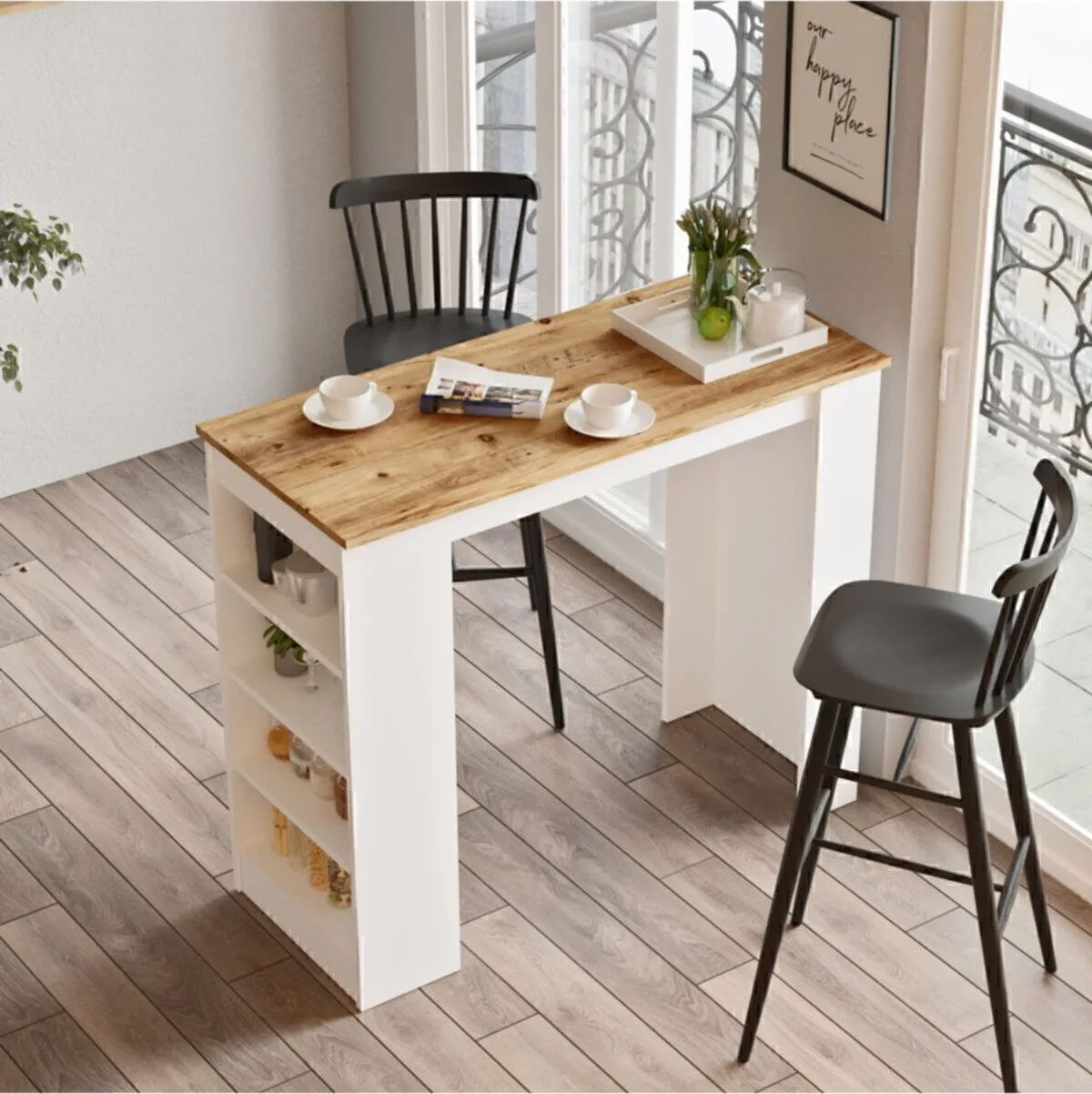 Harwick Table de bar 120cm Table de cuisine Salle à manger Pin Atlantique HAR1-A