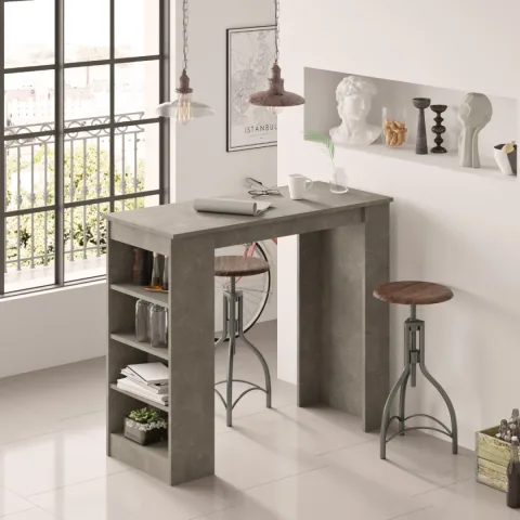 Harwick Table de bar 120cm Table de cuisine Salle à manger Béton HAR1-RG