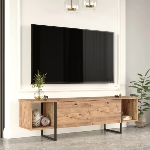 Atlantis Meuble TV Métal avec portes 160cm Atlantik Pin ATL30-A