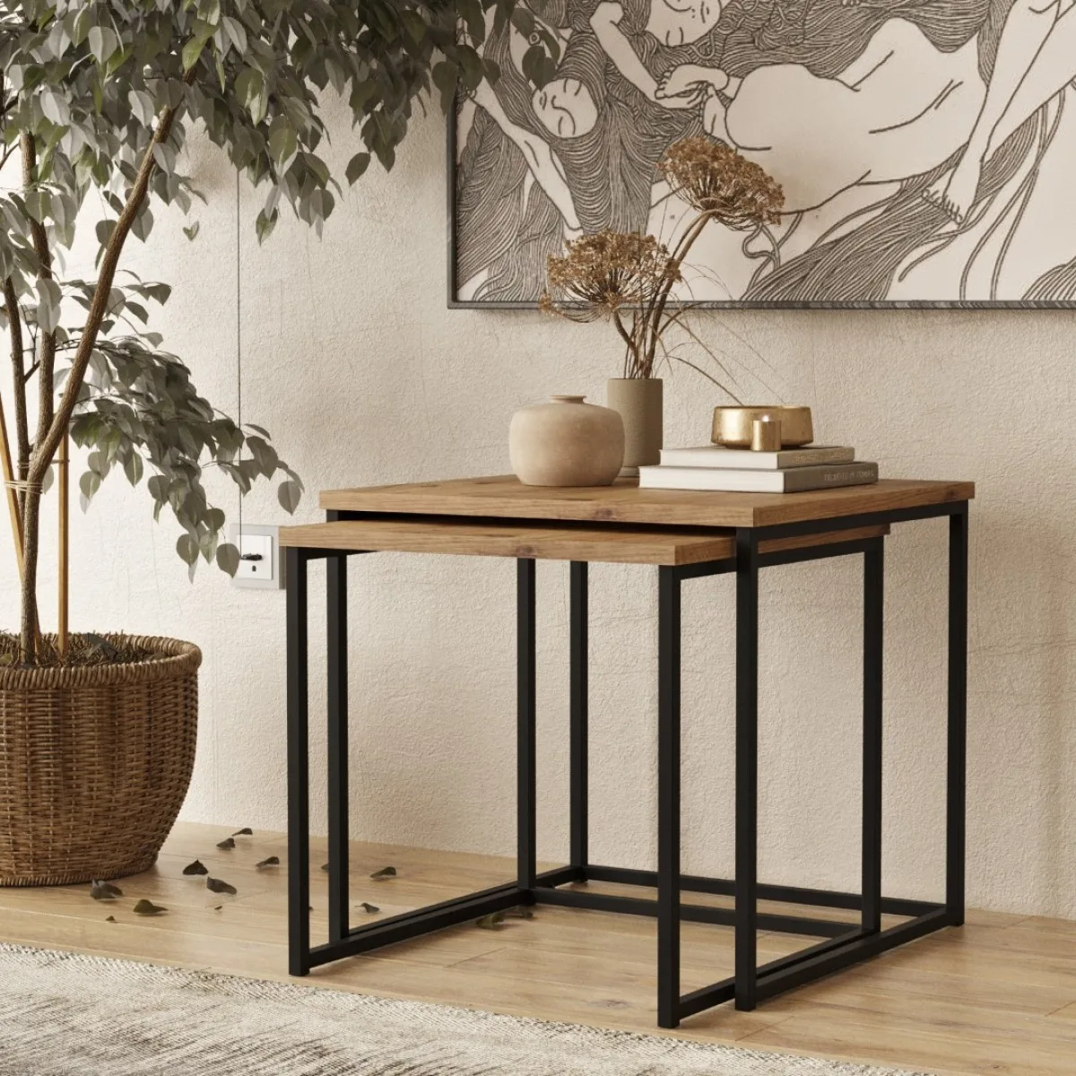 Atlantis Lot de 2 Tables basses gigognes Métal Grandes ATL8-A