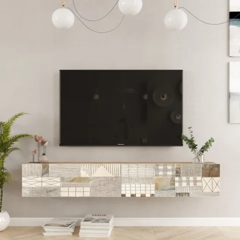 Meuble TV Aven Pin-Blanc impression UV AVE8-AWU