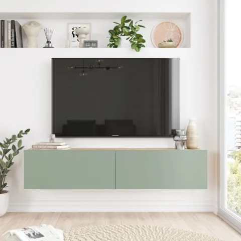 Meuble TV Aven 140cm AVE10-AY Pin-Vert Tilleul
