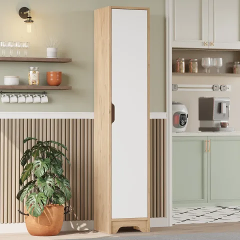 Yurupa Libra Armoire multi-usages 5 étagères Une porte Meuble de cuisine moderne Sepet-Blanc LIB3-SW