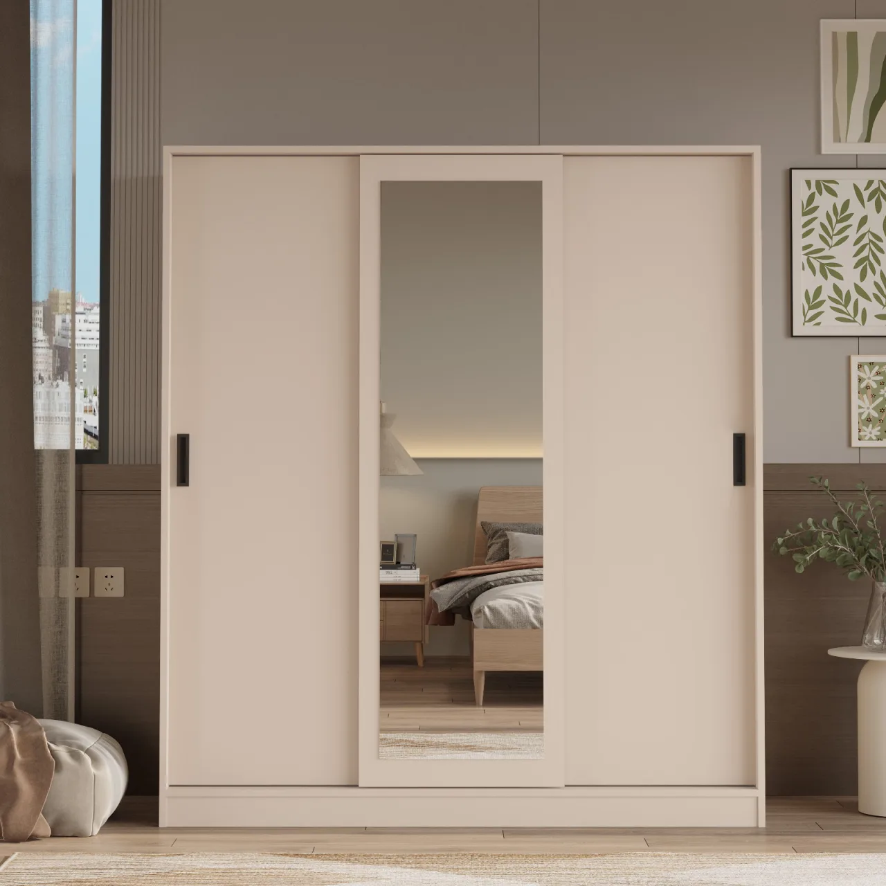 Victor Armoire 3 portes coulissantes avec miroir Kumsal VIC1-CO