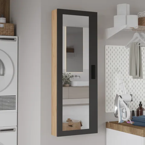 Luna Meuble de salle de bain polyvalent 4 étagères coulissantes avec miroir Sepet-Anthracite LUN1-SA