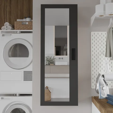 Luna Meuble de salle de bain polyvalent 4 étagères coulissantes avec miroir Anthracite LUN1-AN