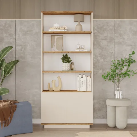 Yurupa Aven Bibliothèque avec étagères 2 portes 168cm Çam-Cachemire AVE16-AKA