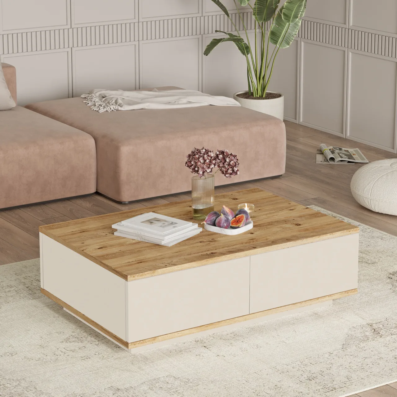 Yurupa Aven Table basse 2 portes Çam-Cachemire AVE14-AKA