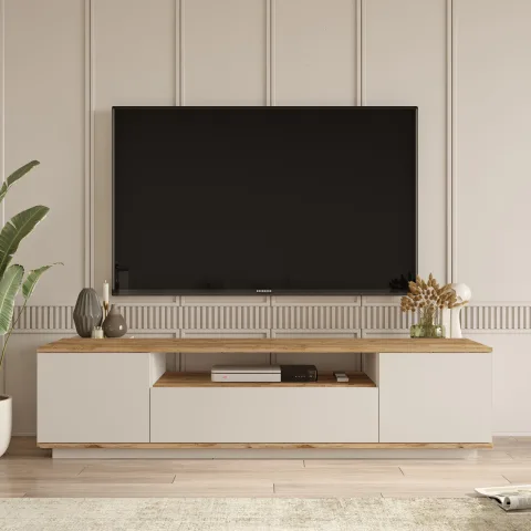 Yurupa Aven Meuble TV avec portes 180cm Pin-Cachemire AVE7-AKA