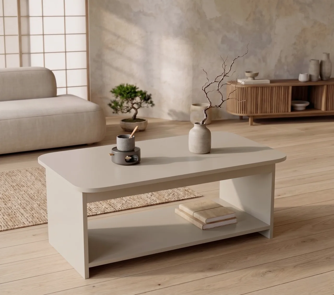 Yurupa Mobilya Chebo Table basse avec étagères Cachemire CHB1-KAS