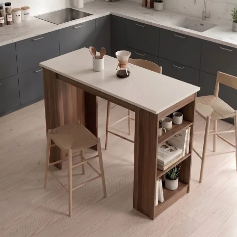 Harwick Table de bar 120cm Table de cuisine Noyer-Cachemire HAR1-CKA