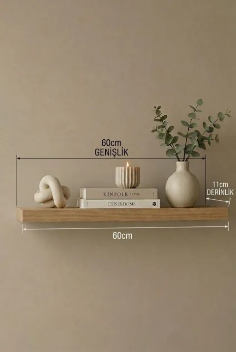 ALPINE – Étagère Murale Décorative 60 cm au Design Moderne et Minimaliste – Décor Rotin (ALE1-S)
