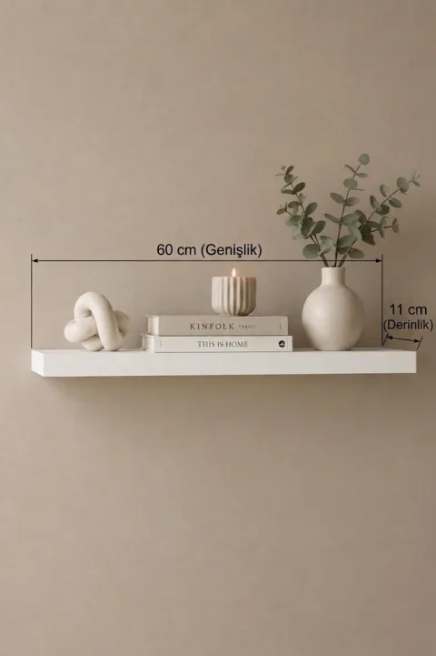 ALPINE – Étagère Murale Décorative 60 cm au Design Moderne et Minimaliste – Blanc (ALE1-W)