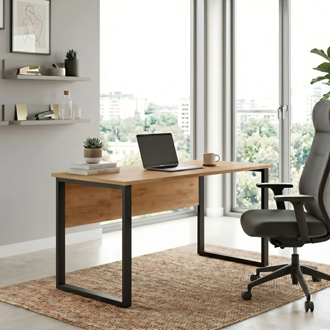 Yurupa Dante Bureau 140x60 avec pieds en métal pour ordinateur Sepet DAN1-S