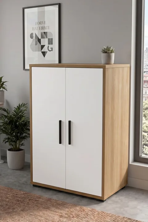 Yurupa Dante Armoire de bureau 3 étagères avec portes pour dossiers Sepet - Blanc DAN3-SW
