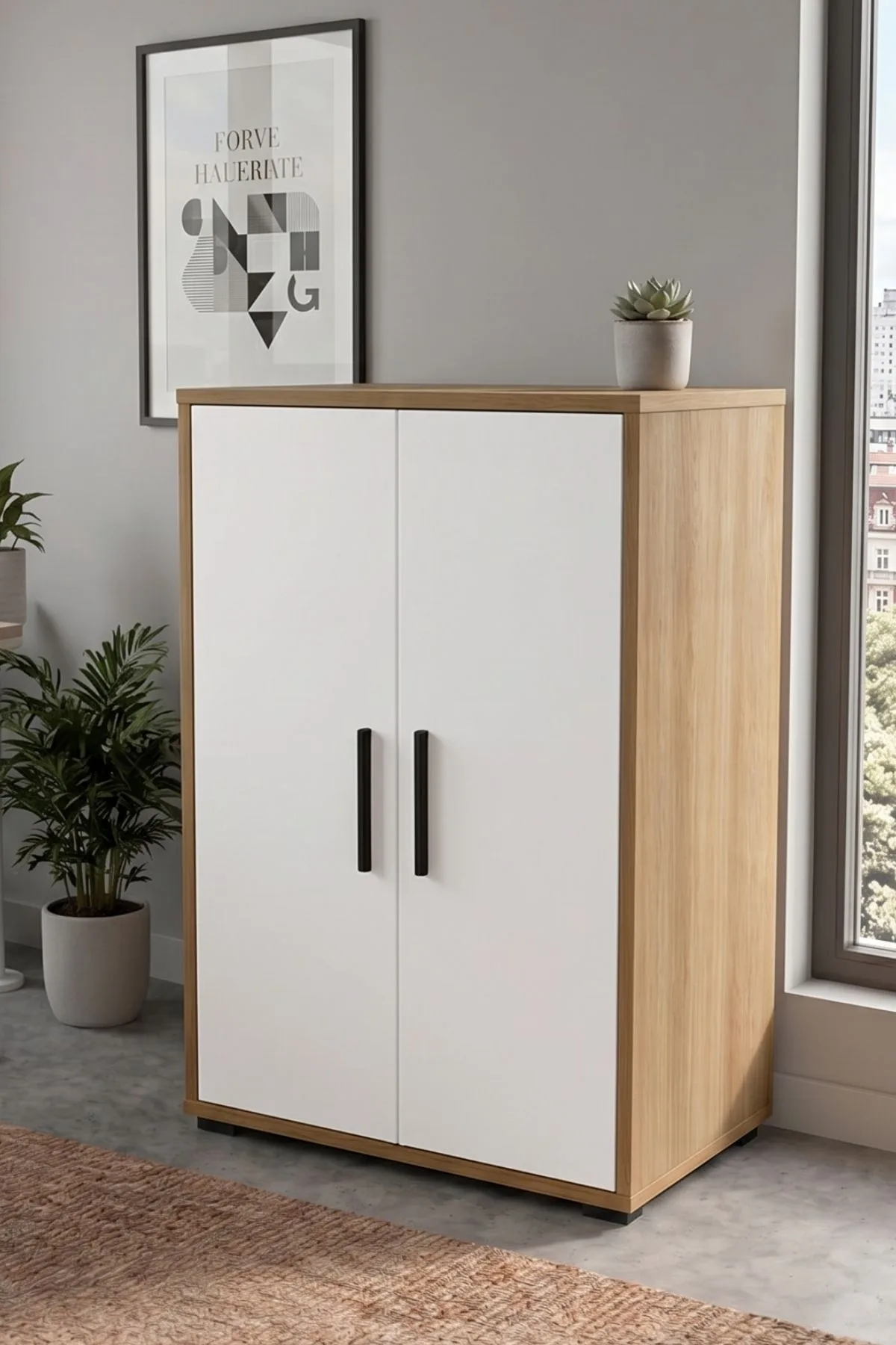 Yurupa Dante Armoire de bureau 3 étagères avec portes pour dossiers Sepet - Blanc DAN3-SW