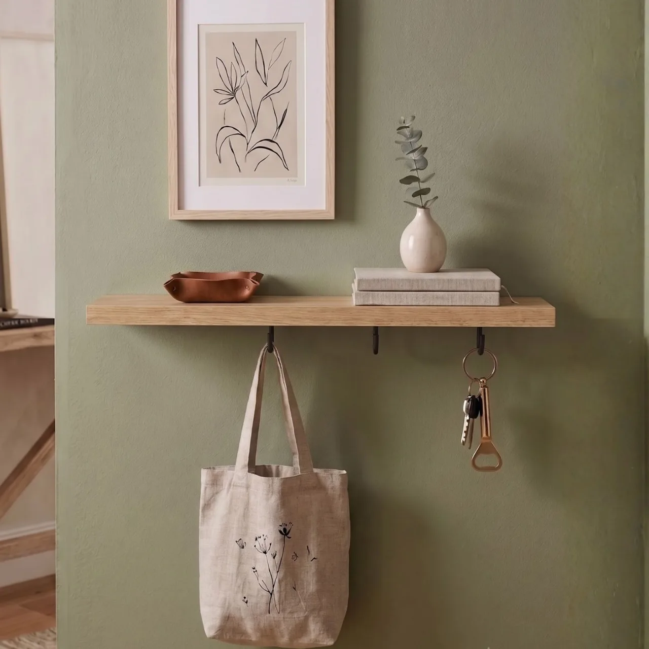 Yurupa Flora Patère 3 crochets Étagère murale pour cuisine et entrée Sepet FOL1-S